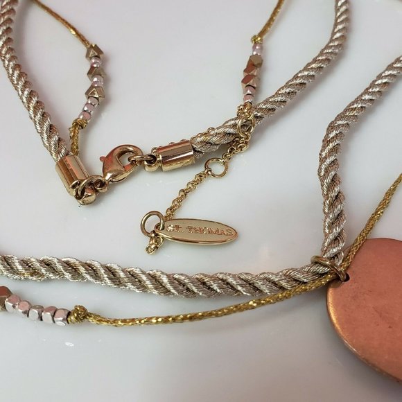 St. Thomas Gold Rope Necklace With Gold Tone Pendant - Picture 6 of 12